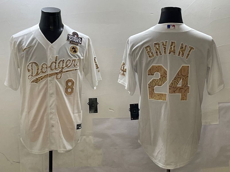 Men Los Angeles Dodgers #24 Bryant White Fashion Game 2025 Nike MLB Jersey style 30610